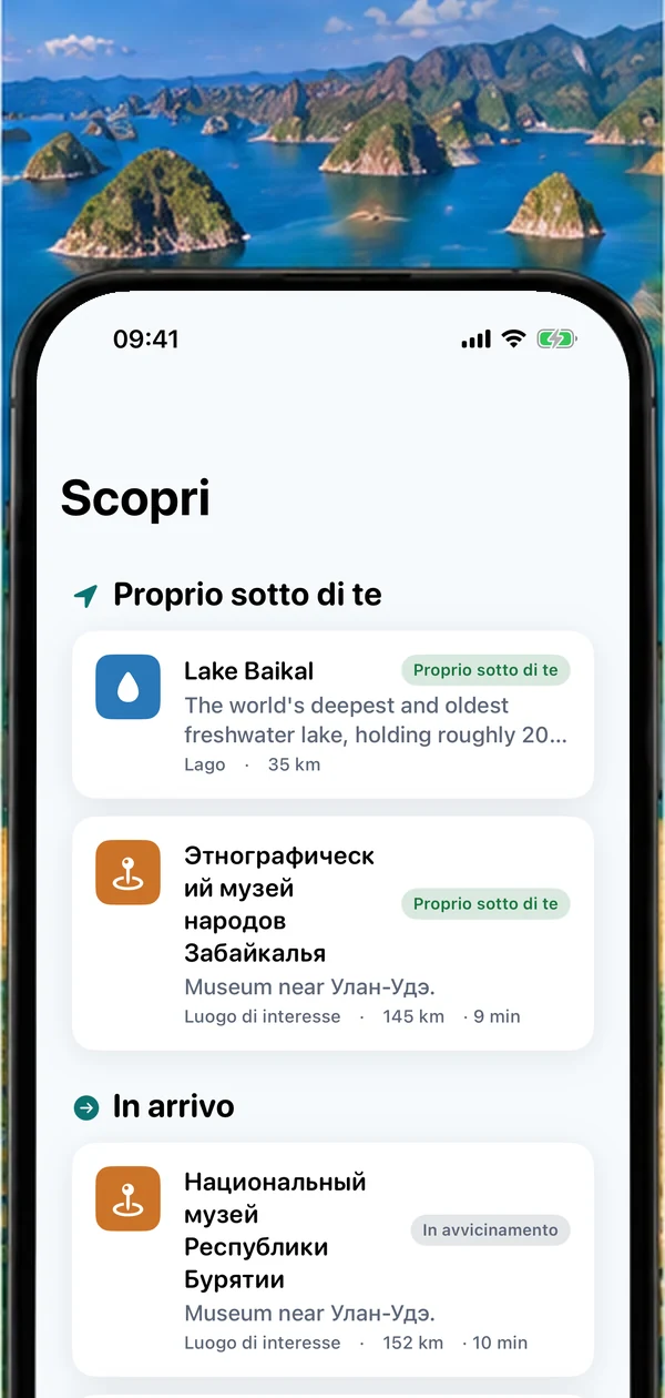 Schermata Scopri di AirReveal sopra una baia di isole verdi